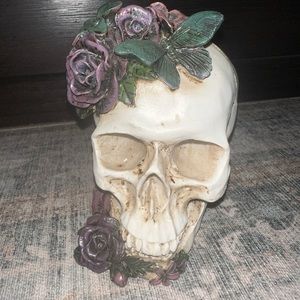 Large Halloween Faux Skull Decor with flower details